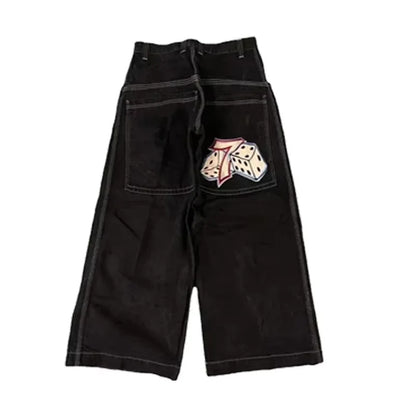 Y2K Baggy Jeans – Vintage 2000s Embroidered Hip-Hop Streetwear Wide-Leg Denim