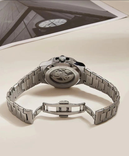 LONGLUX Luxury Automatic Skeleton Watch – Stainless Steel Waterproof Mechanical Timepiece for Men