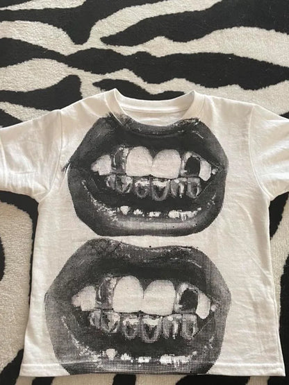 Punk Y2K Gothic Baby Tee – Women's EMO Street Short Sleeve Summer Top 2024