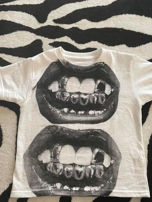 Punk Y2K Gothic Baby Tee – Women's EMO Street Short Sleeve Summer Top 2024