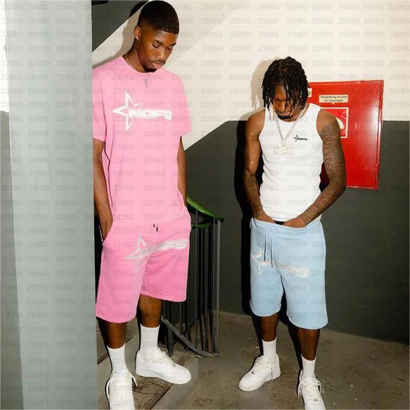 🔥 Y2K Kpop Street Fashion T-Shirt & Shorts Set – Oversized Casual Style