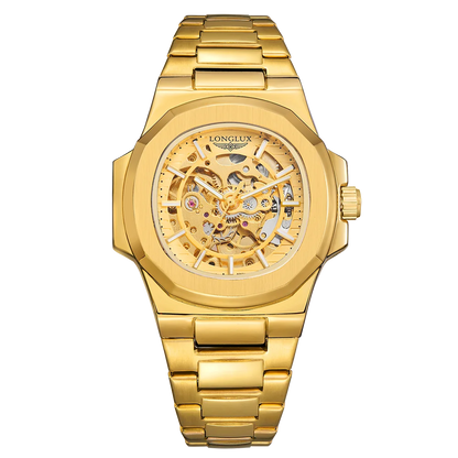 LONGLUX Luxury Automatic Skeleton Watch – Stainless Steel Waterproof Mechanical Timepiece for Men