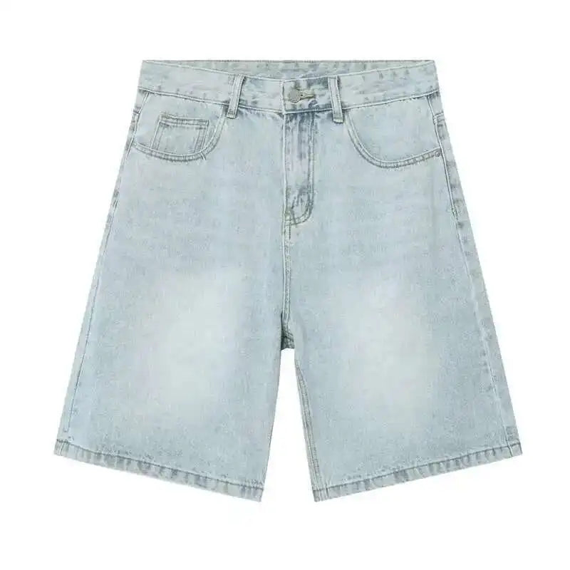 Summer Denim Shorts – Retro Washed Loose Fit Korean Streetwear for Men