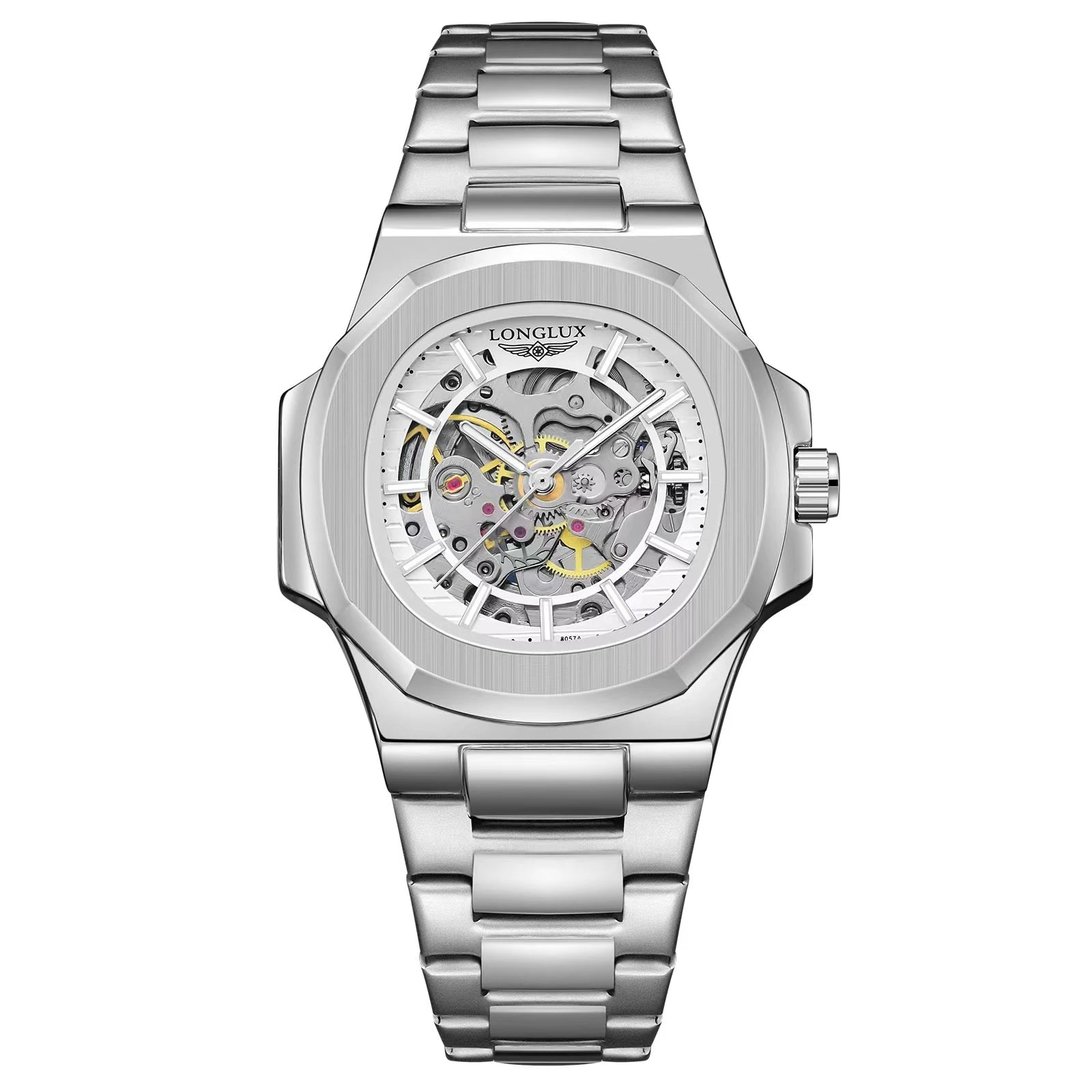 LONGLUX Luxury Automatic Skeleton Watch – Stainless Steel Waterproof Mechanical Timepiece for Men
