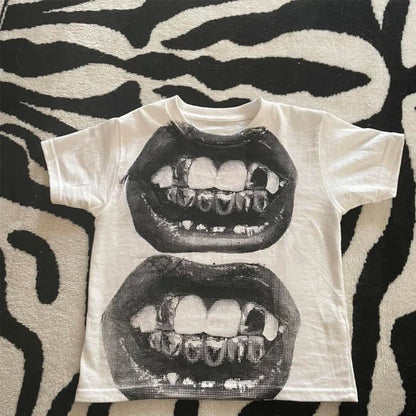 Punk Y2K Gothic Baby Tee – Women's EMO Street Short Sleeve Summer Top 2024
