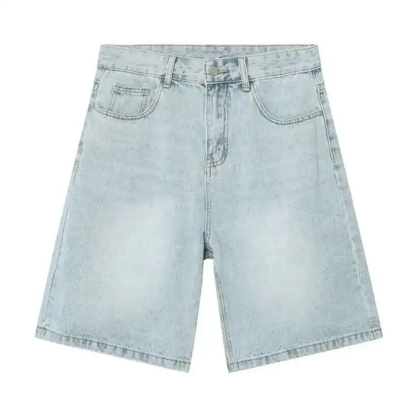 Summer Denim Shorts – Retro Washed Loose Fit Korean Streetwear for Men