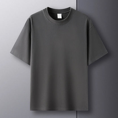 Men’s 100% Pure Cotton Summer T-Shirt – High-End Breathable Round Neck Short Sleeve Tee