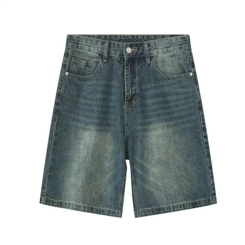 Summer Denim Shorts – Retro Washed Loose Fit Korean Streetwear for Men