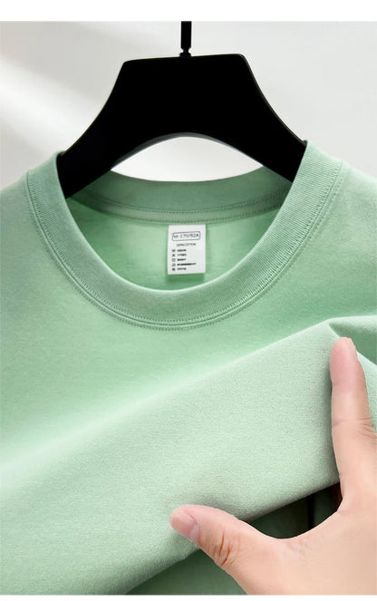 Men’s 100% Pure Cotton Summer T-Shirt – High-End Breathable Round Neck Short Sleeve Tee