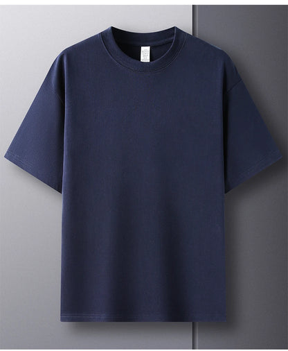 Men’s 100% Pure Cotton Summer T-Shirt – High-End Breathable Round Neck Short Sleeve Tee