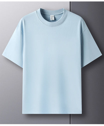 Men’s 100% Pure Cotton Summer T-Shirt – High-End Breathable Round Neck Short Sleeve Tee