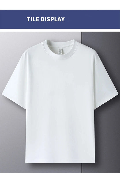 Men’s 100% Pure Cotton Summer T-Shirt – High-End Breathable Round Neck Short Sleeve Tee