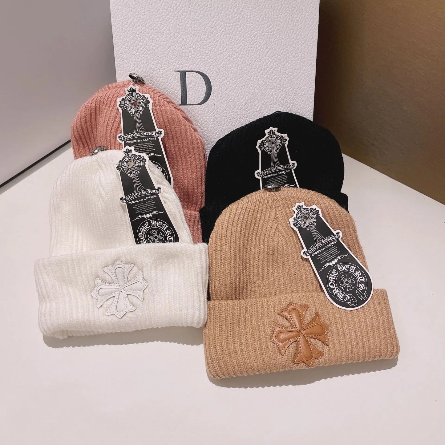 “Double-Layer Warm Knitted Wool Hat – Stylish Cross Knit Beanie for Women”