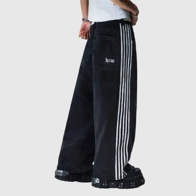“Y2K Baggy Jeans – Harajuku Striped Wide-Leg Streetwear for Men & Women”