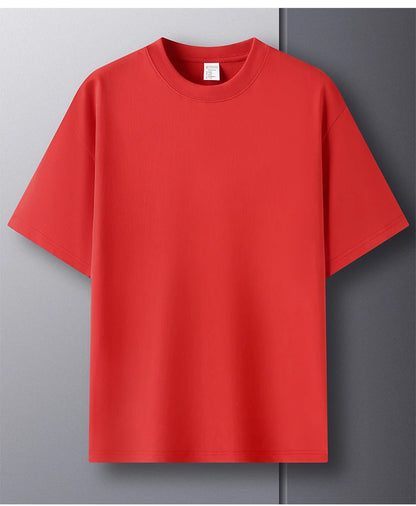 Men’s 100% Pure Cotton Summer T-Shirt – High-End Breathable Round Neck Short Sleeve Tee