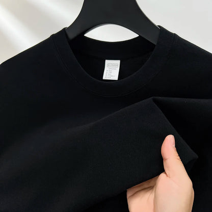 Men’s 100% Pure Cotton Summer T-Shirt – High-End Breathable Round Neck Short Sleeve Tee