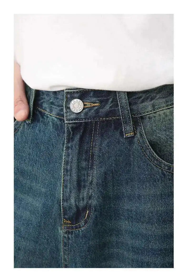 Summer Denim Shorts – Retro Washed Loose Fit Korean Streetwear for Men